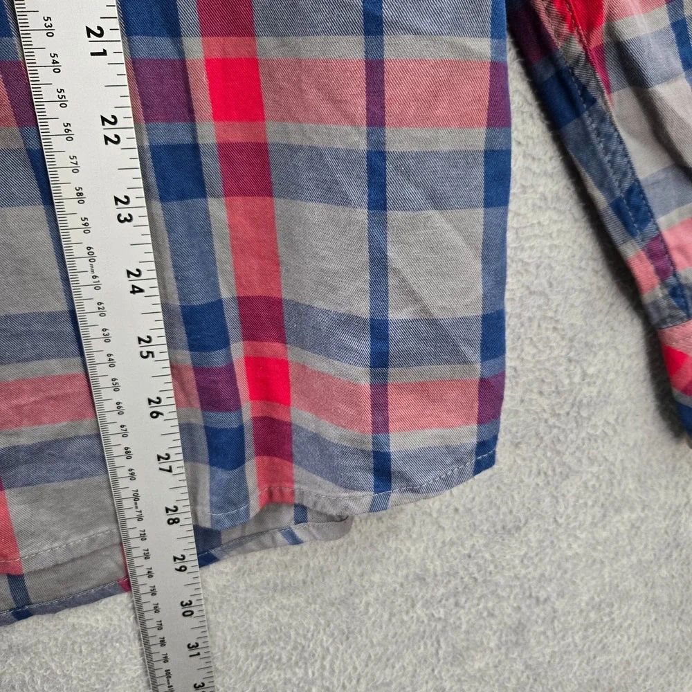 True Religion Men Button Up Shirt Large Red Plaid LS Utility READ